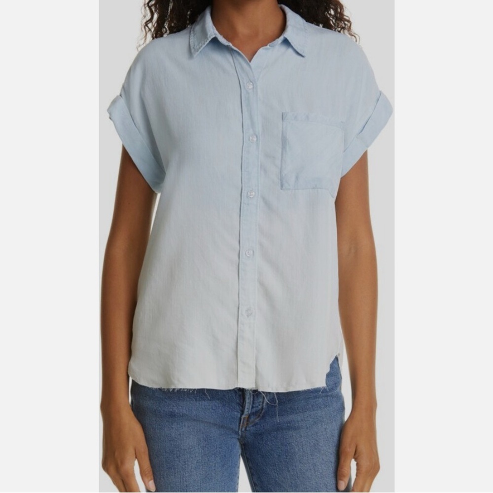Rails Women's Blue Dip Dye Short-Sleeve Button Up Denim Shirt